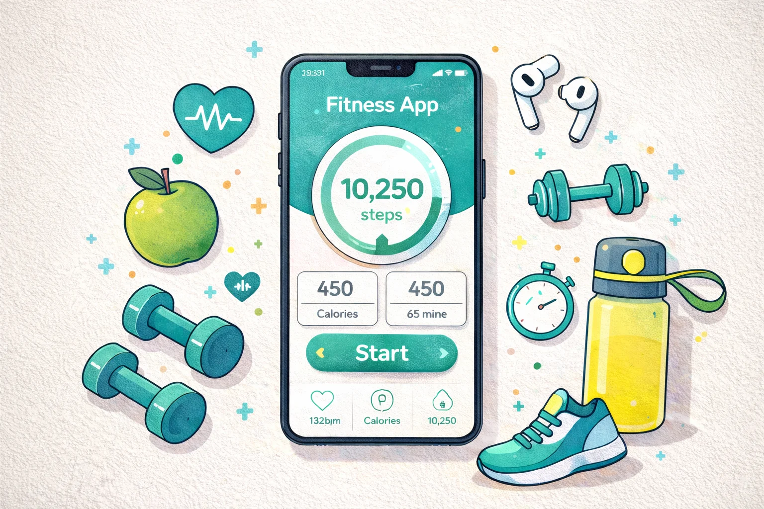 Fitness tracker essentials on display