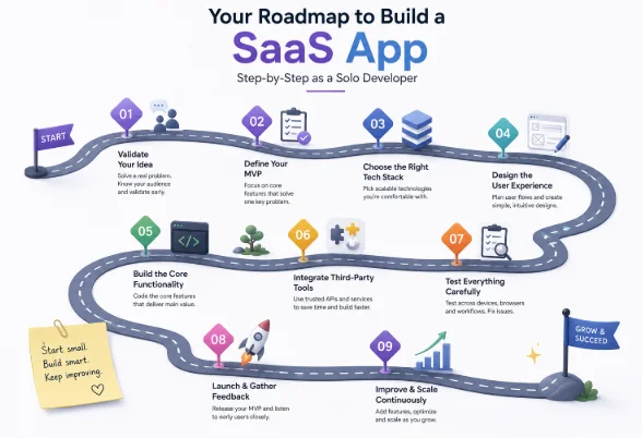 Step-by-Step Process to Build a SaaS App as a Solo Developer